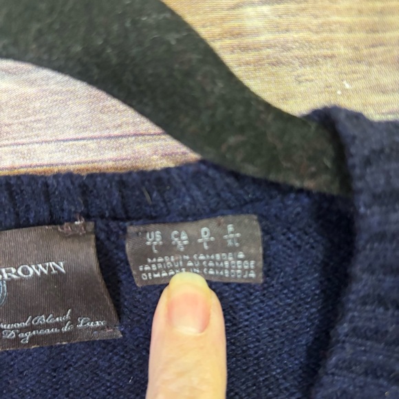BLACK BROWN 1826 LAMBS WOOL BLEND VNECK PULLOVER SIZE LARGE I1 - Picture 3 of 6